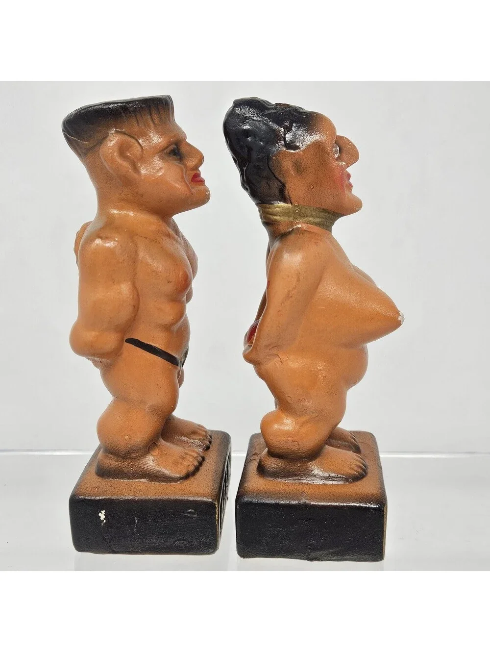 Old Adam and Eve Salt & Pepper Shakers Novelty Risqué Vintage MCM 1950's Pair